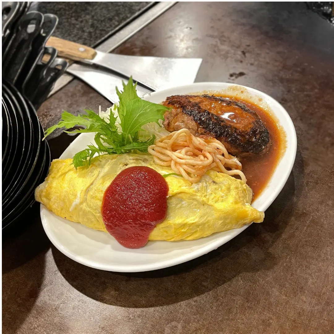 EJ牧場 朝メニュー チキンオムライスとハンバーグ
